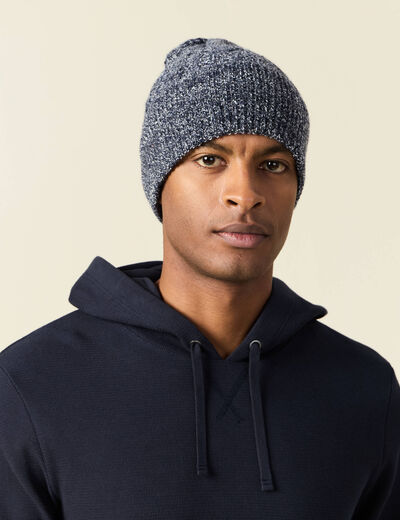 Bonnet tricoté bleu marine homme