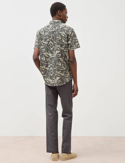 Chemise manches courtes vert kaki homme