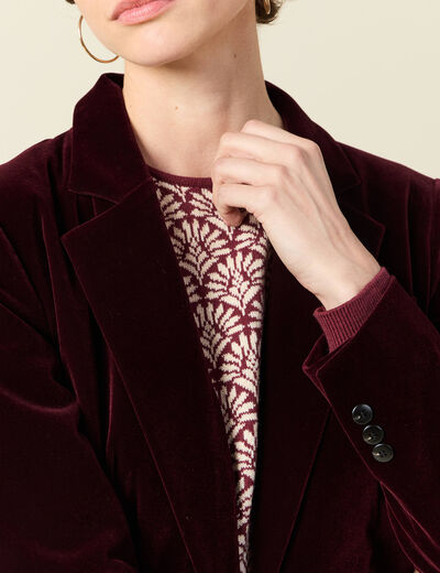 Veste blazer velours bordeaux femme