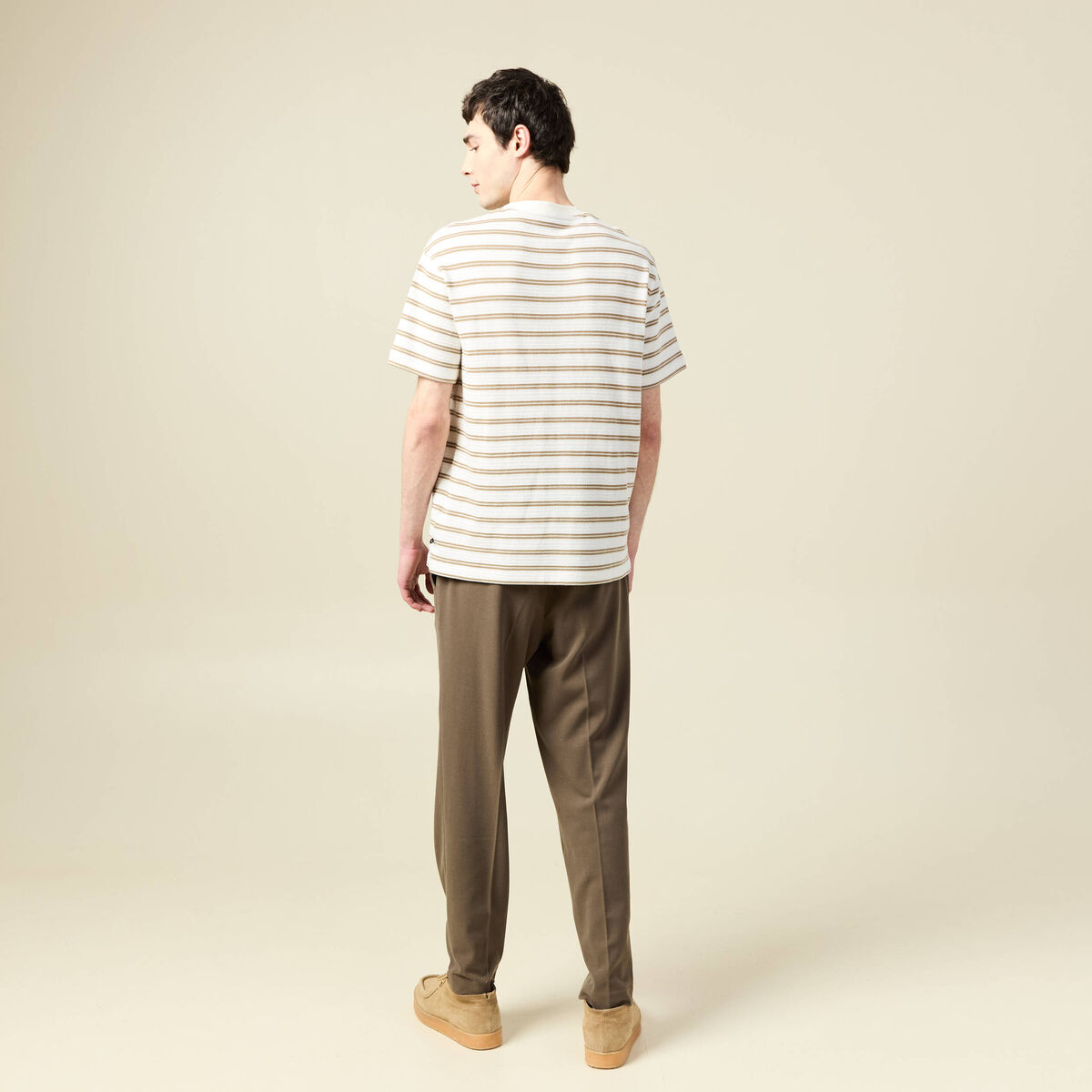 T-shirt ample en coton col rond beige fonce homme