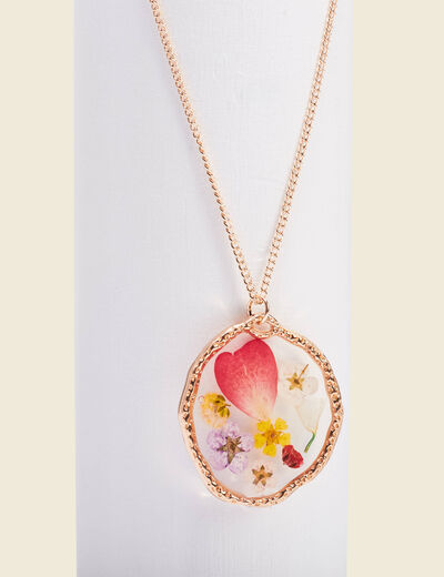 Collier pendentif résine couleur or femme