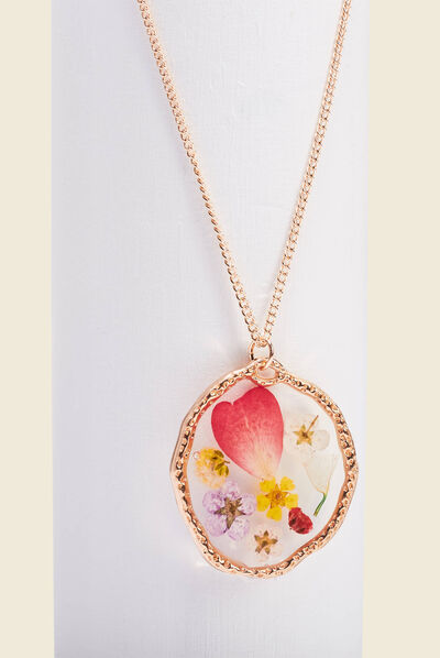Collier pendentif résine couleur or femme