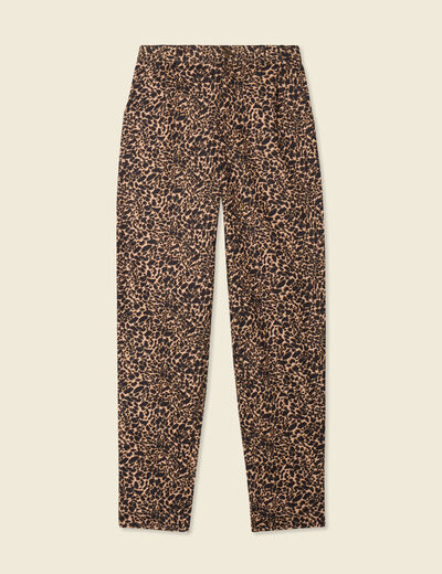Pantalon slouchy taille haute beige femme