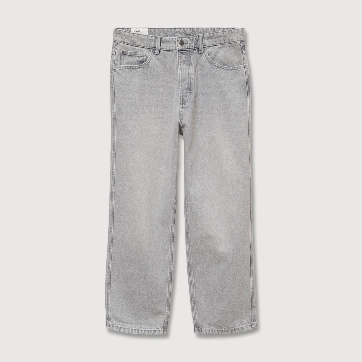 Jeans large 5 poches longueur 32 denim gris clair homme