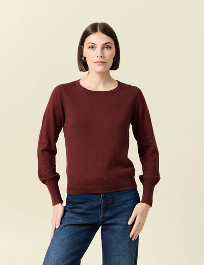 Pull manches longues marron femme