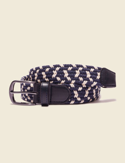 Ceinture tressée bleu marine homme