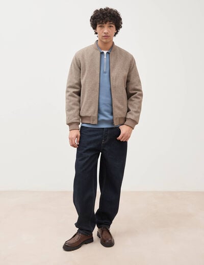 Blouson doubl&eacute; manches longues taupe homme
