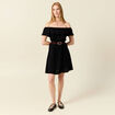 Robe col carré manches courtes noir femme