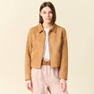 Blouson su&eacute;dine col clout&eacute; beige femme