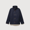 Trench droit court col montant bleu fonc&eacute; femme