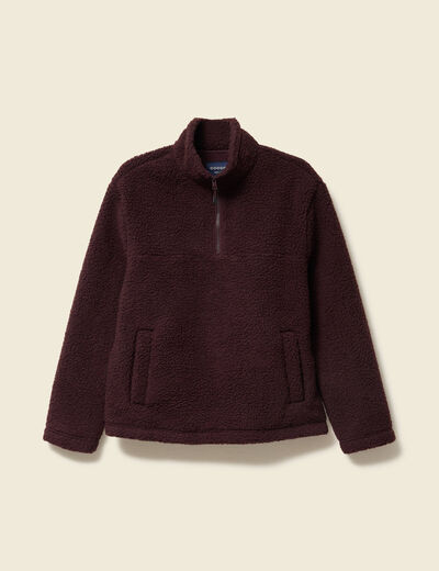 Sweat effet polaire col montant bordeaux homme