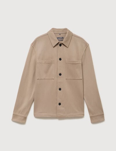 Surchemise manches longues col am&eacute;ricain taupe homme
