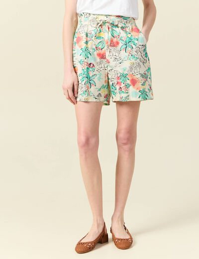Short droite taille haute blanc femme