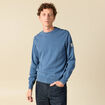 Pull fin col rond manches longues bleu fonc&eacute; homme