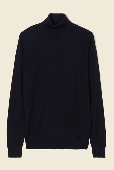 Pull 100% laine mérinos noir homme