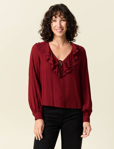 Blouse manches longues rouge foncé femme