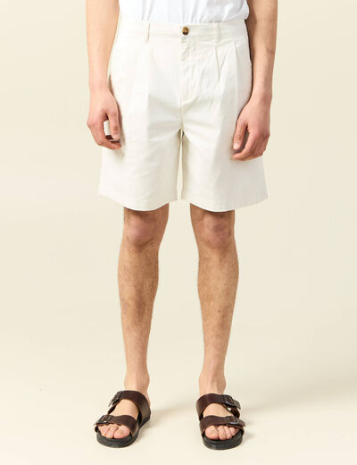 Bermuda droit avec pinces ecru homme