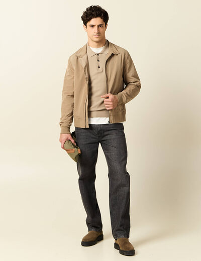 Polo manches longues gris homme