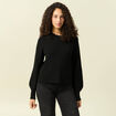 Pull manches longues col rond &agrave; sequins noir femme