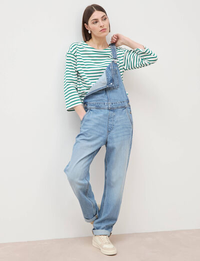 Salopette en jean denim stone femme