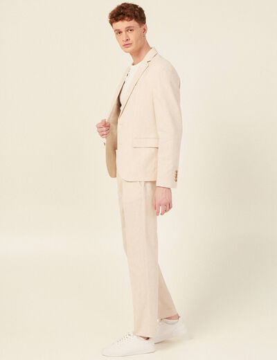 Veste blazer boutonnée beige homme