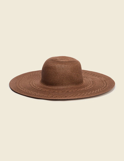 Chapeau tress&eacute; marron fonc&eacute; femme