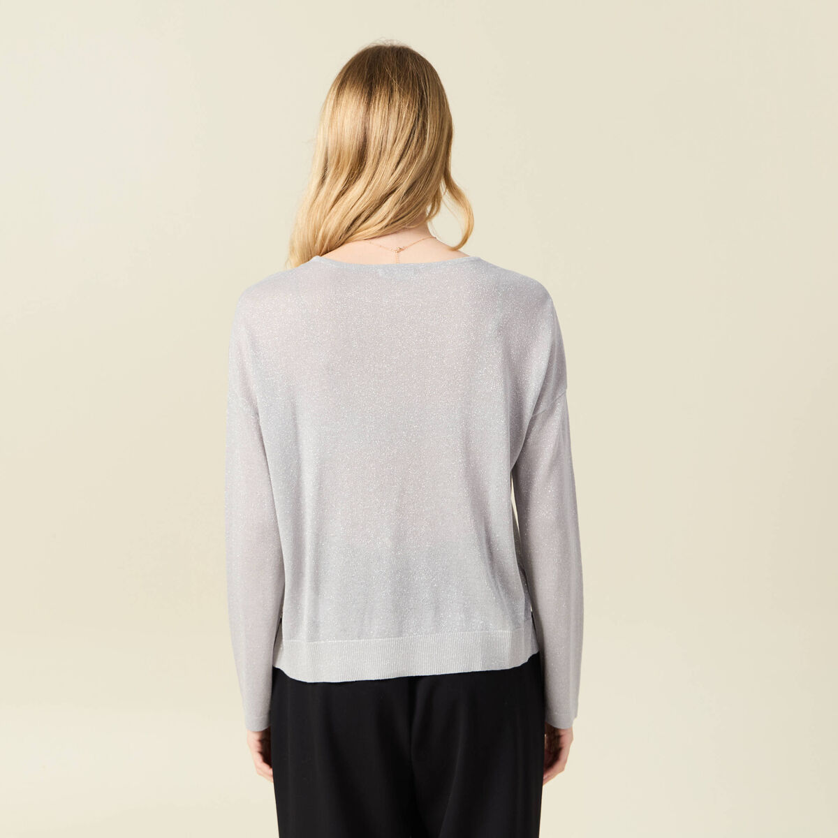 Pull manches longues gris clair femme