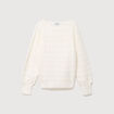 Pull manches longues col bateau ecru femme