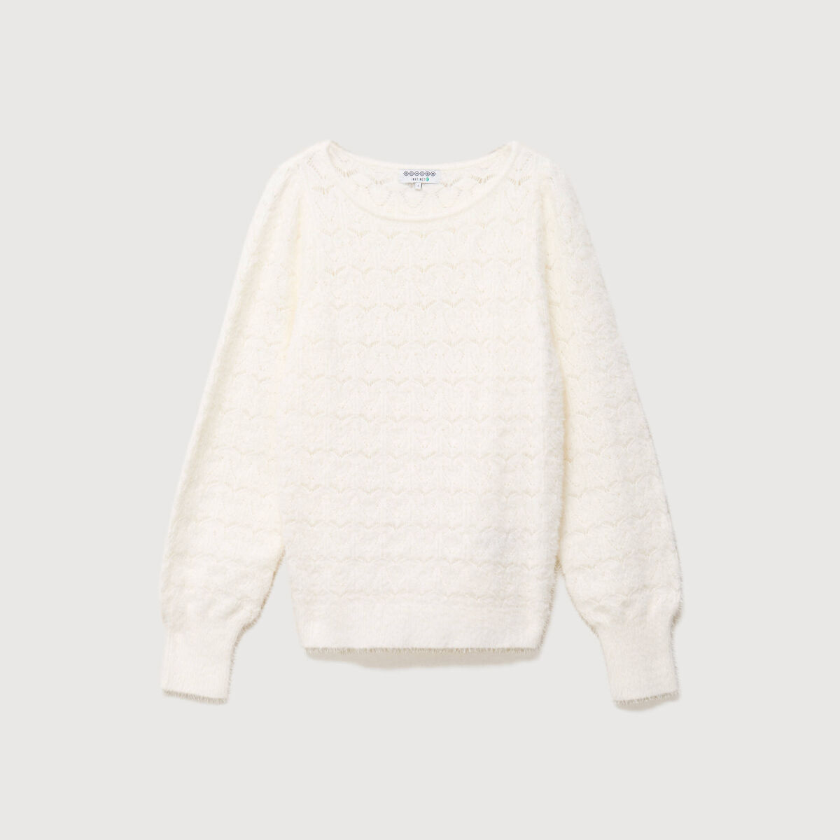 Pull manches longues col bateau ecru femme