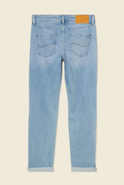 Jeans girlfriend taille haute denim stone femme
