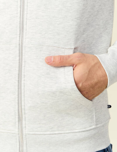 Sweat &agrave; capuche manches longues gris homme
