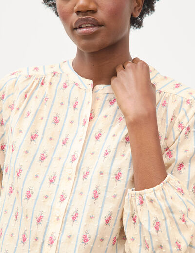 Chemise ample en coton manches longues blanc femme