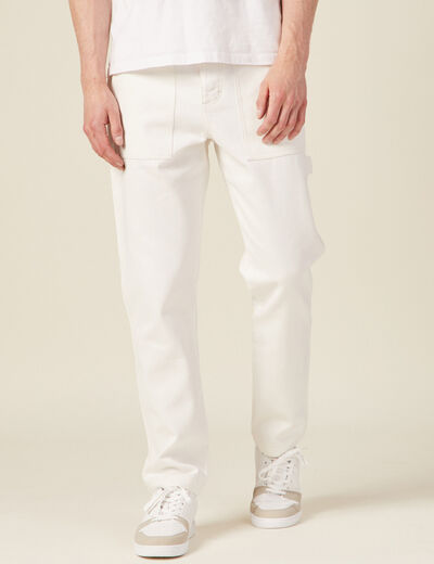 Jeans relax charpentier denim blanc homme