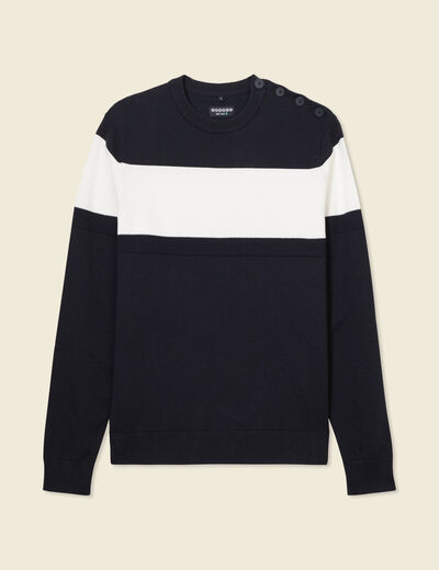 Pull manches longues bleu marine homme