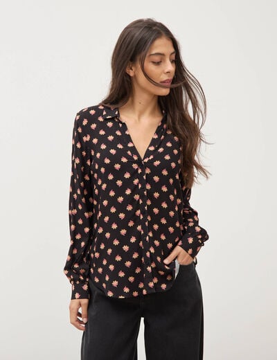 Blouse manches longues noir femme