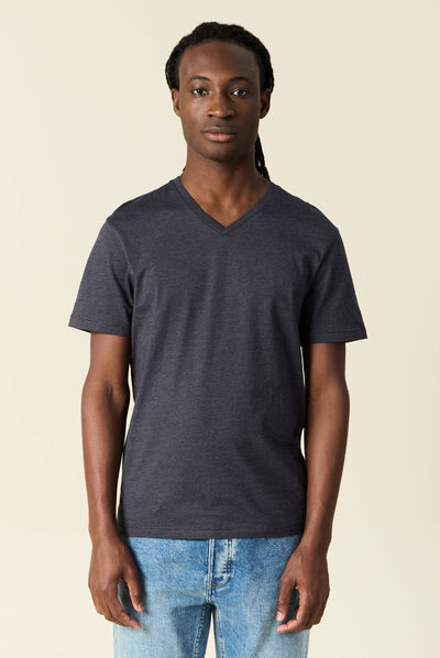T-shirt manches courtes homme bleu foncé homme