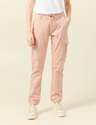 Pantalon cargo battle 7/8ème vieux rose femme