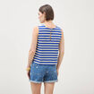 D&eacute;bardeur ray&eacute; col rond en coton bleu femme