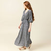 Robe longue trapèze bleu femme