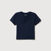 T-shirt ajust&eacute; col rond manches courtes bleu marine femme