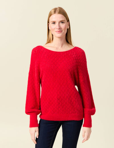 Pull manches longues rouge femme