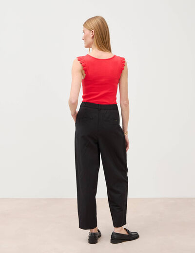 Pantalon barrel coupe loose taille haute noir femme