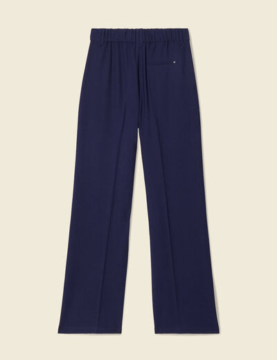 Pantalon city large à pinces bleu marine femme