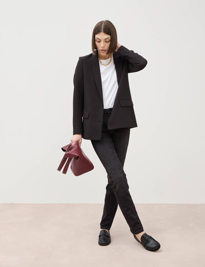 Jeans slim taille haute denim noir femme