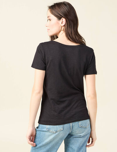 T-shirt manches courtes noir femme