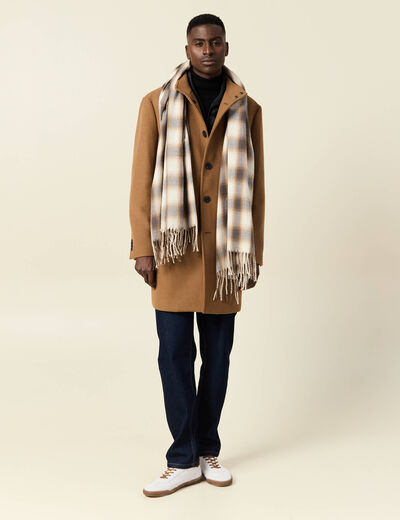 Manteau ajusté boutonné marron homme