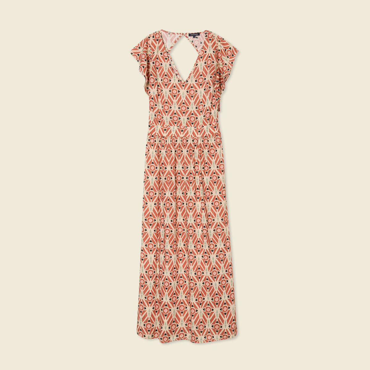 Robe longue droite fluide terracotta femme