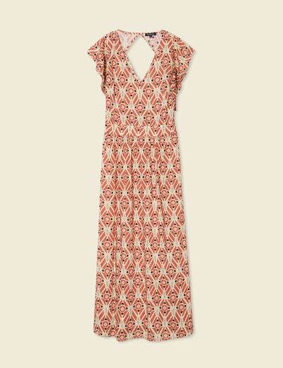 Robe longue droite fluide terracotta femme