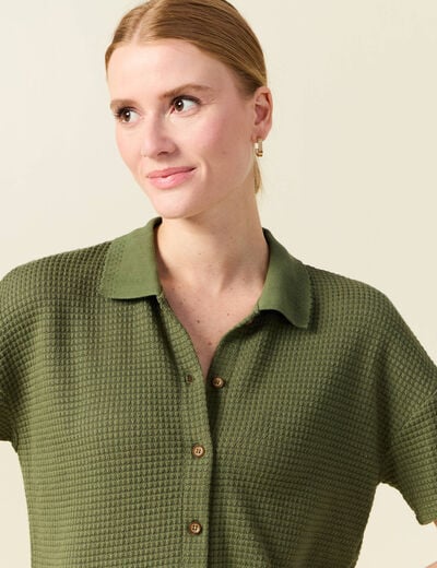Polo en maille vert kaki femme