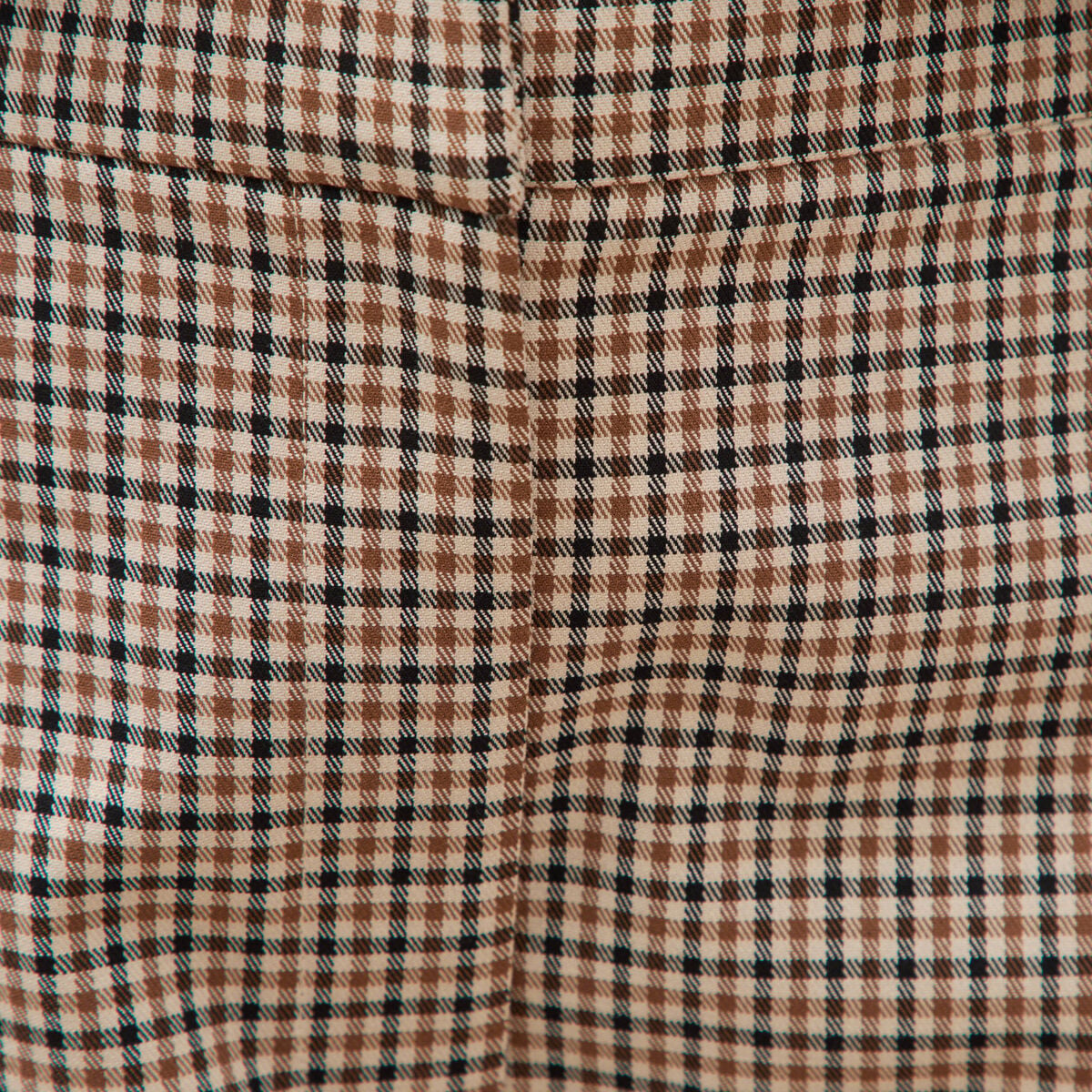 Pantalon barrel bas resserr&eacute; &agrave; carreaux ficelle femme